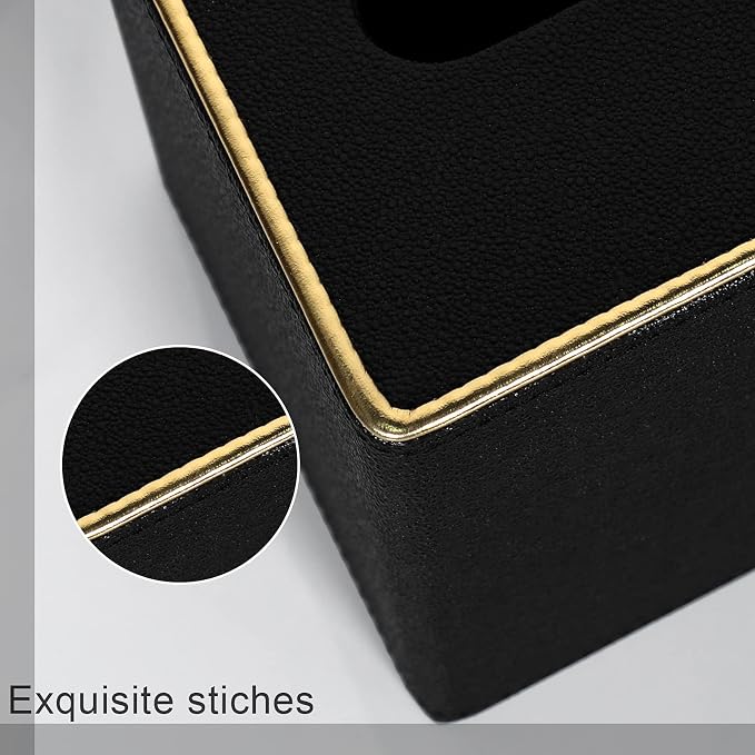 Tissue Box Cover Square PU Leather Facial Tissue Box Holder - Image 7