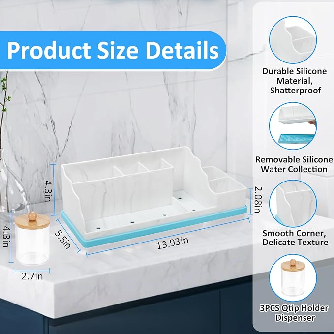 Bathroom Counter Organizer, Large Silicone Toothbrush Holders - Image 4
