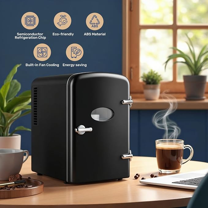 Simple Deluxe Mini Fridge with Observation Window, 4 Liter/6 Can Portable - Image 6
