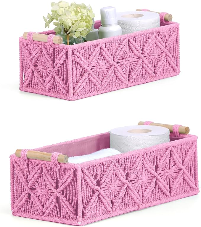Nonam Macrame Storage Baskets, Boho Decor Style Woven Storage Boxes by Unknown