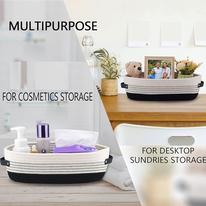 2 Pack Cotton Rope Toilet Basket Bathroom Decor Baskets, Toilet Paper Holder - Image 5