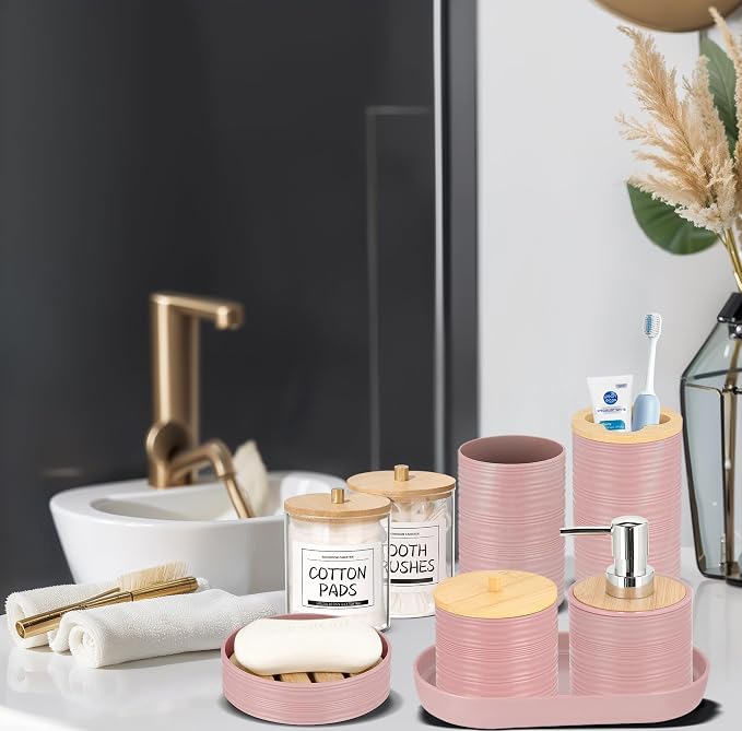 IMAVO Bathroom Accessory Set-11Pcs Pink Bathroom Accessories Set - Image 4