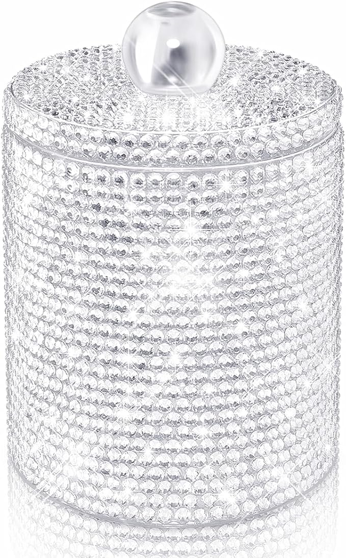 Yivaiks Bling Qtip Dispenser for Cotton Swabs, Floss Picks- Small Plastic by Yivaiks