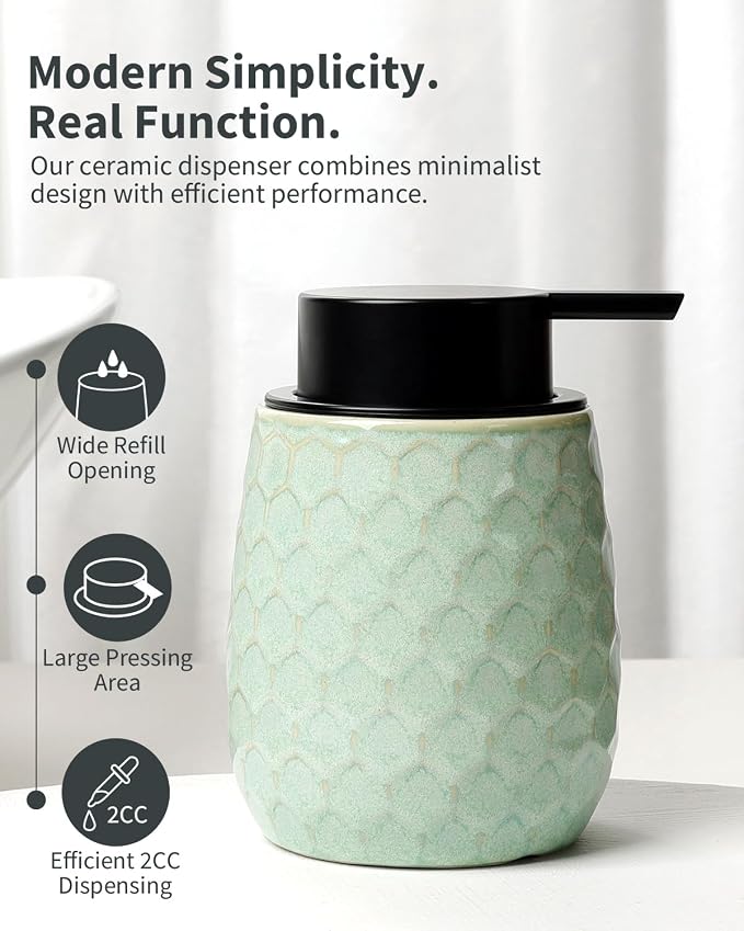 Soap Dispenser, 12 OZ Ceramic Liquid Hand Soap Dispenser - Image 3