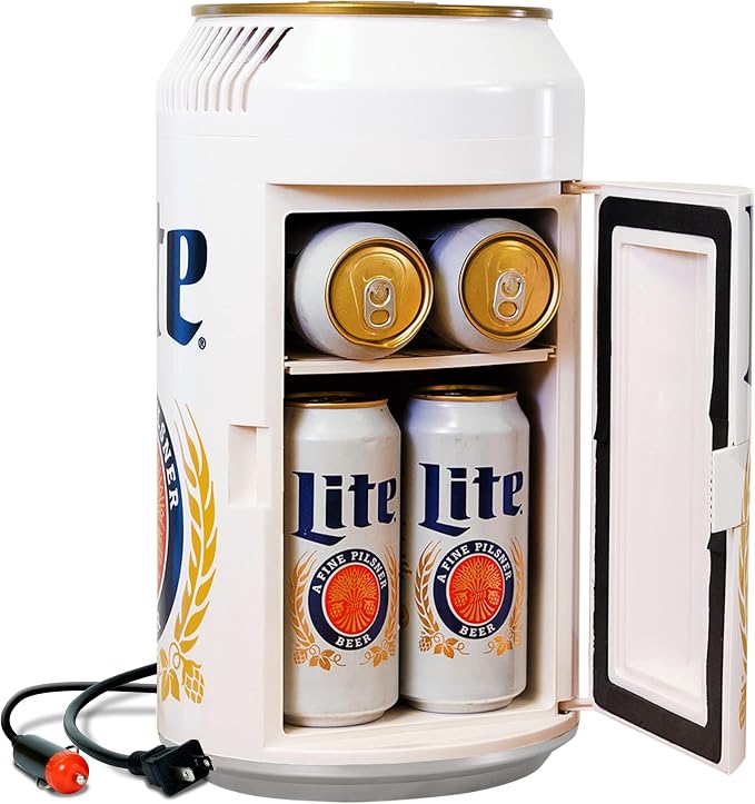 Miller Lite 8 Can Thermoelectric Mini Fridge 5.4 L/ 5.7 Quarts Capacity by Koolatron