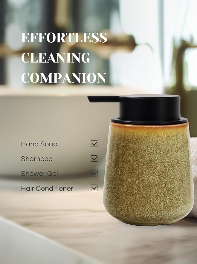 INGOFIN Ceramic Foaming Soap Dispenser - 12 oz Refillable Foam Hand Soap - Image 8