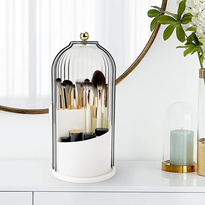 Toothbrush Holders with Sliding Lid, Rotating 3 Slots Bathroom Organizer - Image 7