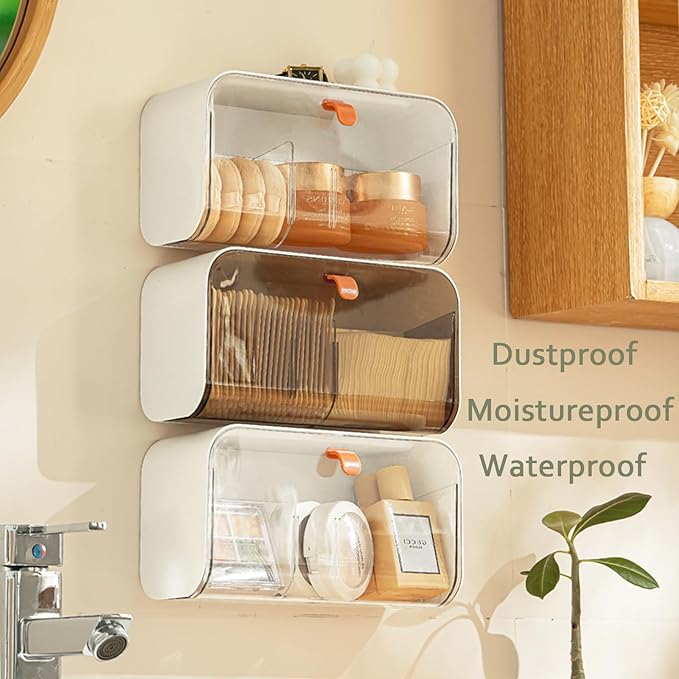 SUNFICON Wall Mounted Cotton Pads Holder Organizer Cotton Swab Balls Holder - Image 3