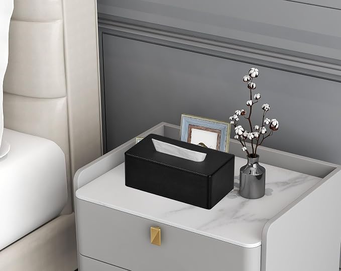 Tissue Box Cover Rectangular 9.8" x 5.3" x 4.3" Refined Modern PU Leather - Image 4