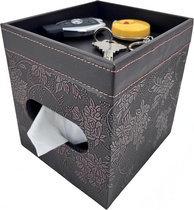 PU Leather Tissue Box Cover Square, Modern Tissue Holder - Image 3