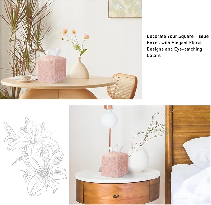 Tissue Box Holder Cover Square Tissue Cube Cover PU Leather Tissue Organizer - Image 2