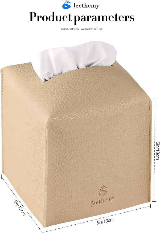 Tissue Box Cover, Jeethemy Square PU Leather Tissue Box Holder, Modern Tissue - Image 5