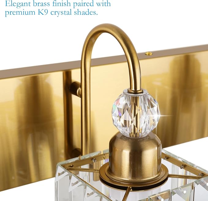 Ralbay Gold Crystal 5-Light Bathroom Vanity Lights Over Mirror Modern Crystal - Image 6
