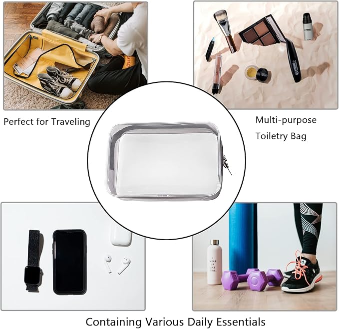 Buminee Clear Pouch Small, 6.6"x2.3"x4.7" TSA Approved Toiletry Bag, Travel Bags - Image 3
