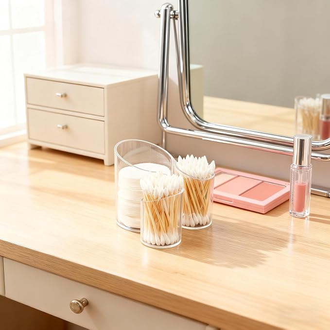 Cotton Pad Holder for Bathroom, cotton round holders Cups Dental Floss Dispenser - Image 6