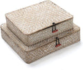 Whitewash Seagrass Basket with Lid Rectangular Decorative Storage Boxes by DECRAFTS