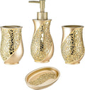 Zahari Home 4pc Sinatra Stylish Bathroom Accessories Set Champagne Gold Soap by ZahariHome