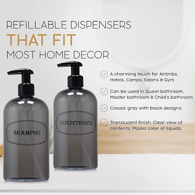 Bottiful Home-16 oz Shampoo and Conditioner Refillable Empty Plastic Pump - Image 4