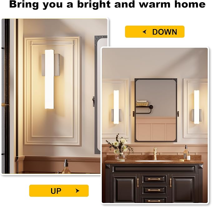 15.7 Inches Modern Bathroom Led Wall Sconces, 18W 3000K Hardwired Wall Light - Image 8