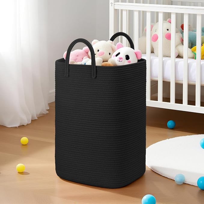 Laundry Basket, Woven Cotton Rope Laundry Hamper, 60L Versatile Storage - Image 6