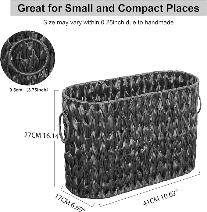Black Toilet Paper Storage Basket, Large Free Standing Toilet Paper Organizer - Image 3