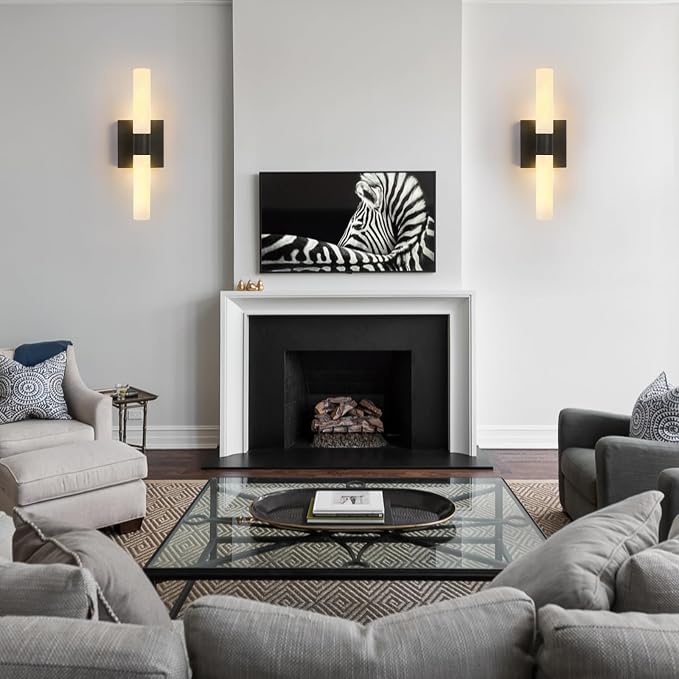 Wall Sconces Set of Two Matte Black Modern Bathroom Sconces Lighting Set of 2 - Image 5