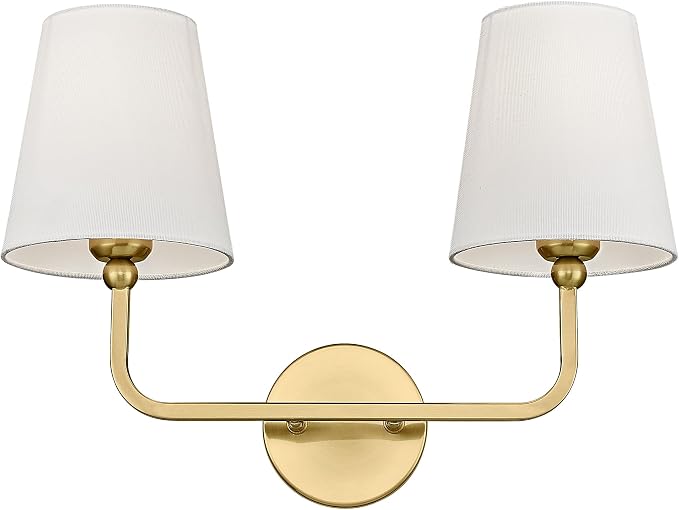 2 Light Bathroom Vanity Light, Brushed Gold Double Wall Sconce by Metwet