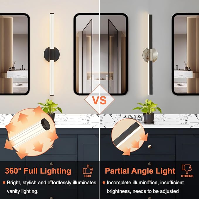 Bathroom Wall Sconces Set of 2 Hardwired, Dimmable 5CCT LED Bathroom Light - Image 3