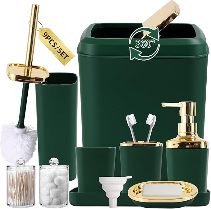 Bathroom Accessories Set, Dark Green Bathroom Accessory Set by BetterbathroomwithXLHOME