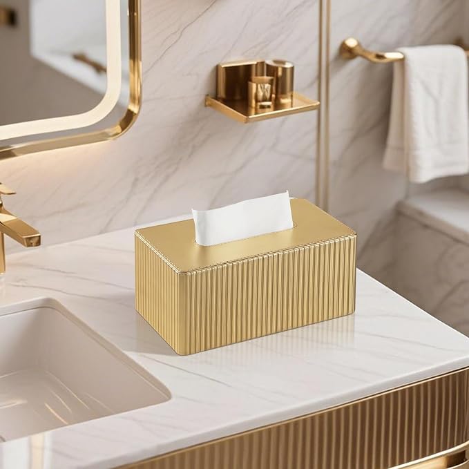 PU Leather Tissue Box Cover, Rectangle Tissue Box Holder - Image 3