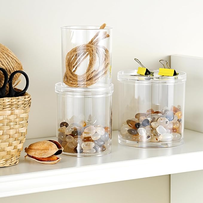 SheeChung 6-Pack Clear Stackable Qtip Holder Dispenser - Image 7