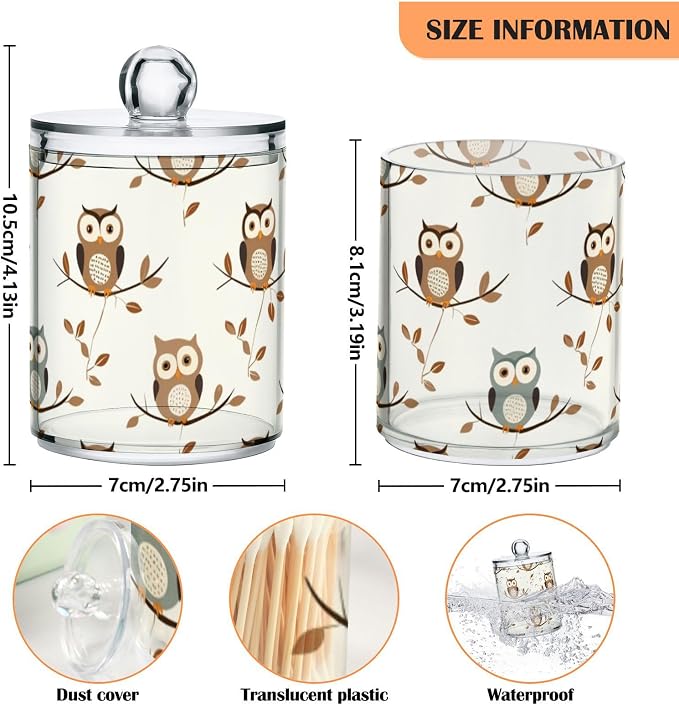 2 Pack Qtip Holder Dispenser for Cotton Ball Owl Forest Little Animal Cotton - Image 4