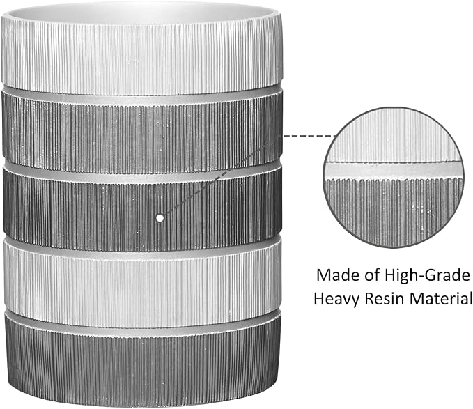 Zahari Home 2pc Modern Line Stylish Bath Accessories Set Waste Basket & Square - Image 2