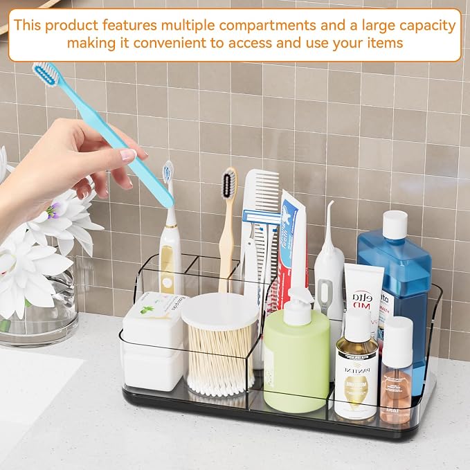 Yieach Mens Bathroom Organizer and Storage, Large 7 Slot Vanity Bathroom - Image 4