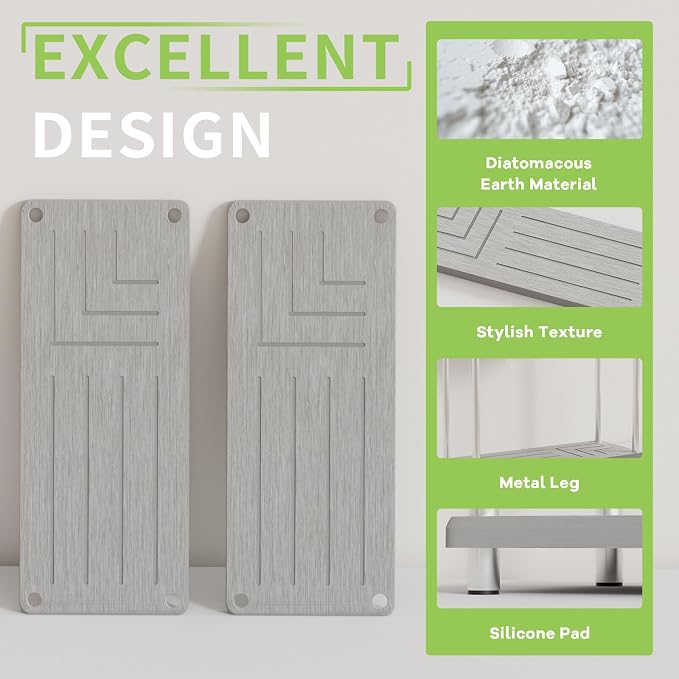 2 Tier Bathroom Organizer and Storage Water Absorbing Stone Bathroom Counter - Image 3