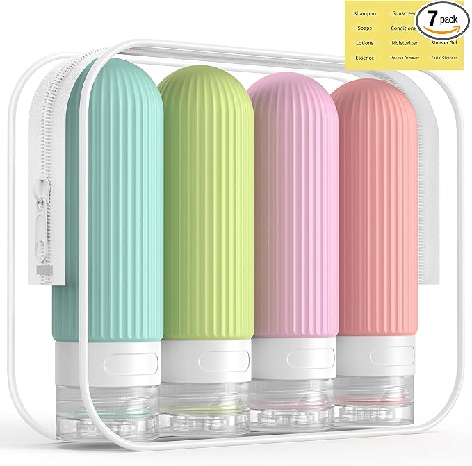 ME.FAN Travel Bottles for Toiletries, TSA Approved 3oz Silicone Journey Size by MEFAN