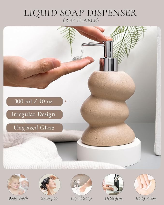 Bathroom Accessory Set 5PCS, Ceramic Bathroom Accessories Set, Irregular Shape - Image 3