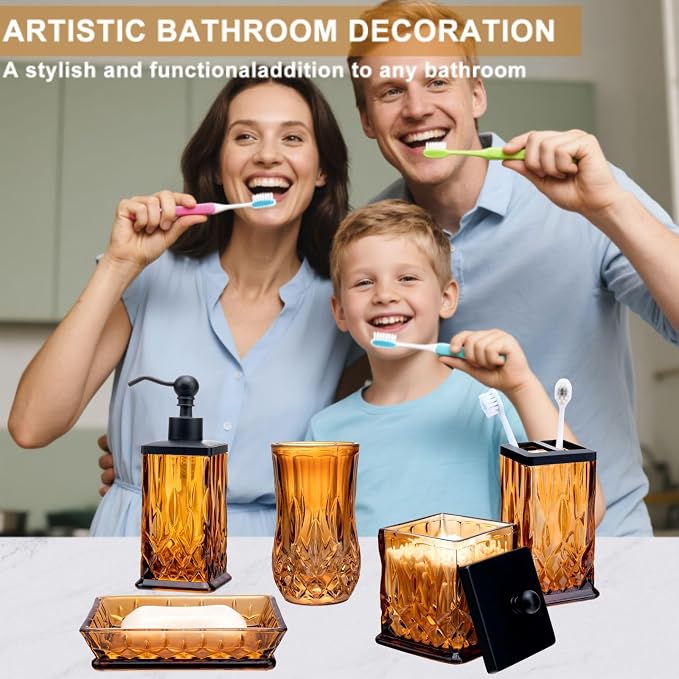 Bathroom Accessories Set, Complete Lotion Soap Dispenser, Toothbrush Holder - Image 2