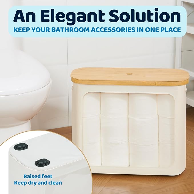 Toilet Paper Storage with Lid, Large Toilet Paper Holder - Image 3