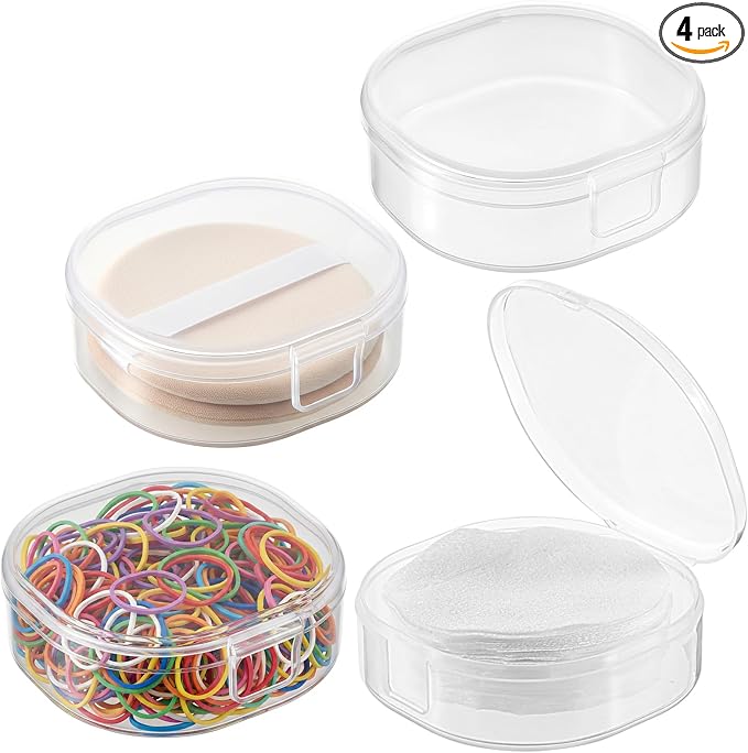 4 Pcs Square Powder Puff Holders Cases, 0.9 Inch Deep Travel Portable Cotton by Unknown