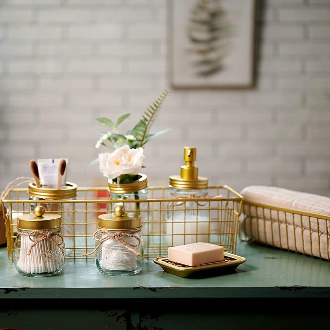 SheeChung 6Pcs Mason Jars Bathroom Accessories Set Complete - Image 4