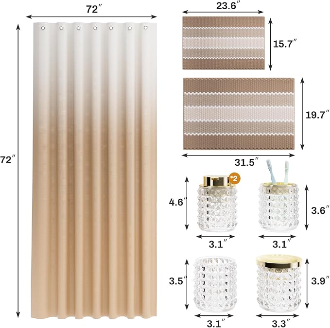Bathroom Sets with Shower Curtain and Rugs and Accessories, Glass Bathroom - Image 6