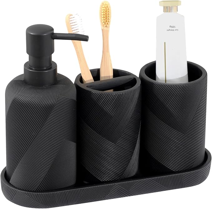 Bathroom Accessories Set, Bathroom Organizer Countertop, Soap Dispenser and - Image 9