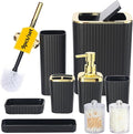Black Bathroom Accessories Set, 9 Piece Black Bathroom Accessory Set by Viowil