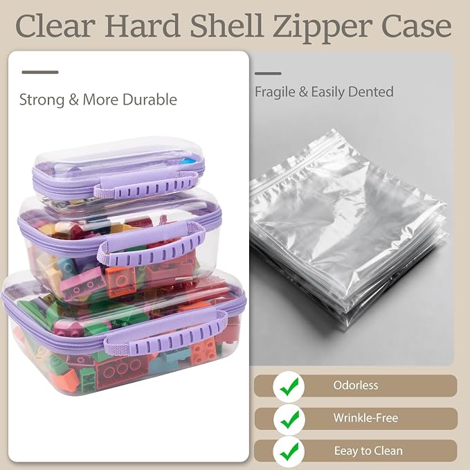 3 Pack Clear Hard Shell Zipper Case - Image 7