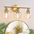 3-Light Bathroom Light Fixtures, Brushed Gold Modern Vanity Lights Over Mirror by Indoibrightenyourbathroom