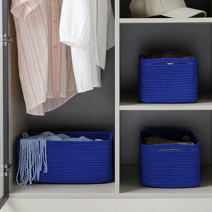 3-Pack Storage Baskets for Organizing | Woven Shelf Toy Basket | Rope Baskets - Image 2