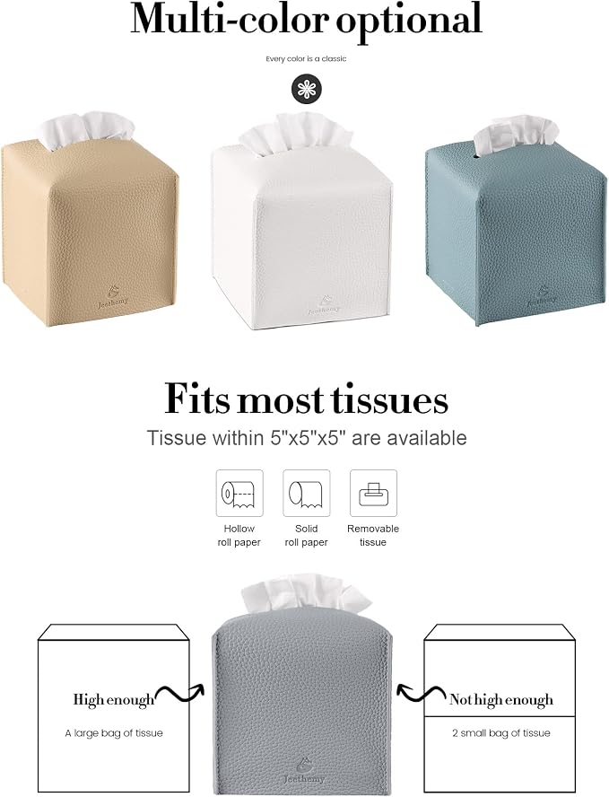 Tissue Box Cover, Jeethemy Square PU Leather Tissue Box Holder, Modern Tissue - Image 6