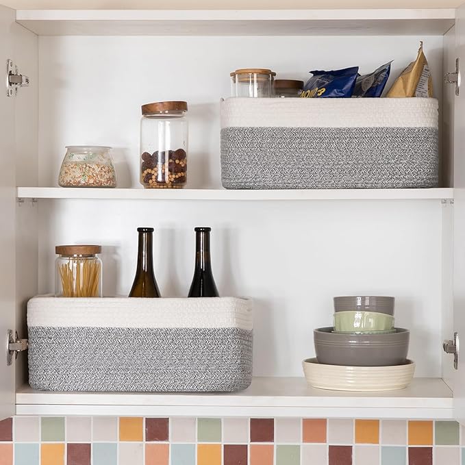 Storage Baskets for Organizing 3 Pack, Woven Baskets for Shelves, Closet - Image 6