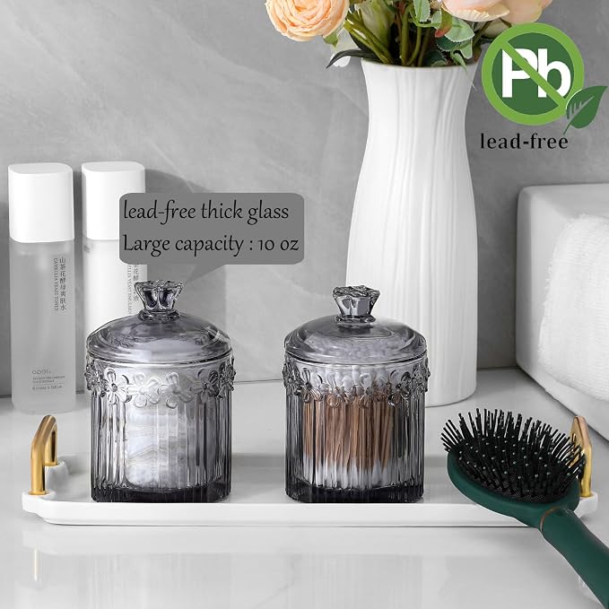 rejomiik 2 Pack Qtip Holder Glass Apothecary Jars - Image 2